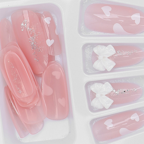 24 Pcs Kit De Uñas Falsas Extraíbles De Las Uñas Falsas