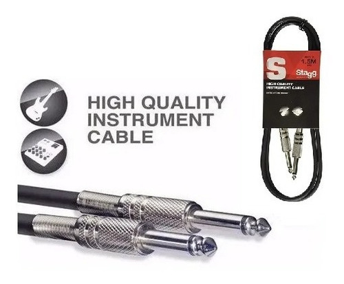 Cable Plug-plug Stagg Sgc1.5 Standad 6mm 1.5m Guitarra Bajo