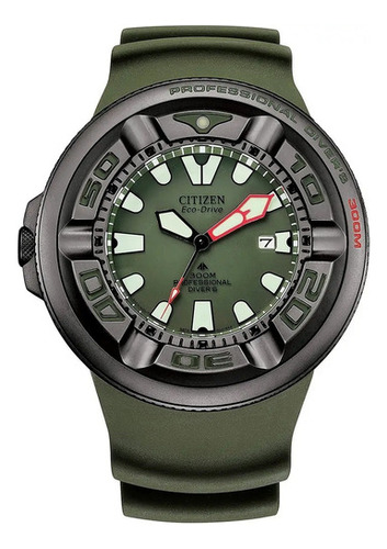 Reloj Citizen Promaster Dive Ecozilla Bj8057-09x Hombre Color de la correa Verde Color del bisel Gris oscuro Color del fondo Verde