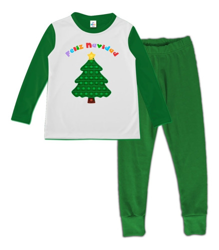 Pijama Manga Larga Niño Niña Pop It Feliz Navidad Navideña 