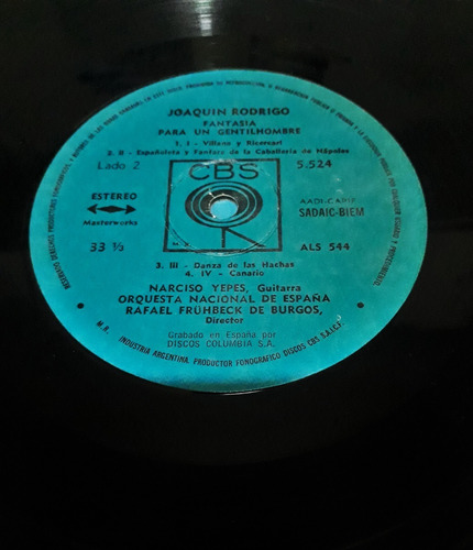 Vinilo Concierto De Aranjuez/narciso Yepes Guitarra 1958 (Usado)