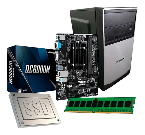 Imagen 1 de 6 de Pc Armada Asrock Qc6000m Amd Quad Core Integrado 8gb Ssd240