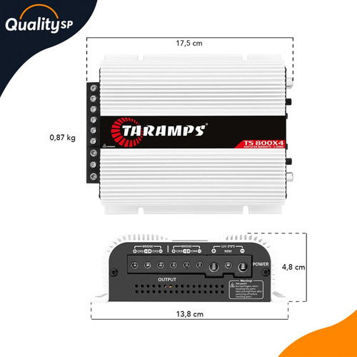 Modulo Amplificador Taramps Ts 800x4 800w Rms 4 Canais 2ohms