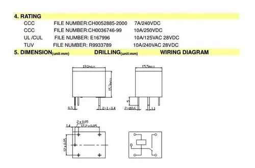 Rele Relay 12v Dc Simple Inversor 10a 220v X 5 Unidades