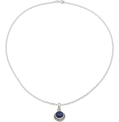 Novica Lapis Lazuli .925 Sterling Silver Pendant Necklace