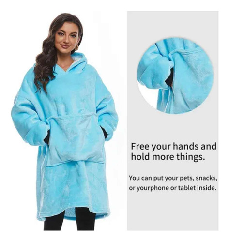 Polerón Adultos Sherpa Felpa Capucha Manta Polar Frazada