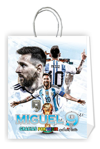 10 Bolsas Cumpleaños Personalizadas Futbolista Messias 