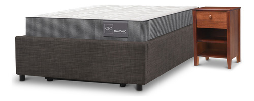 Cama Space Box Anatomic 1.5 Plazas + Veladores Torino Gris