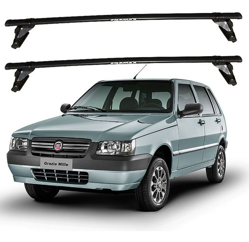 Barras De Techo Eqmax Acero Fiat Uno 2005-2008 Negro