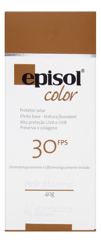 Protetor Solar FPS 30 Pele Morena Mantecorp Skincare Episol Color Caixa 40g