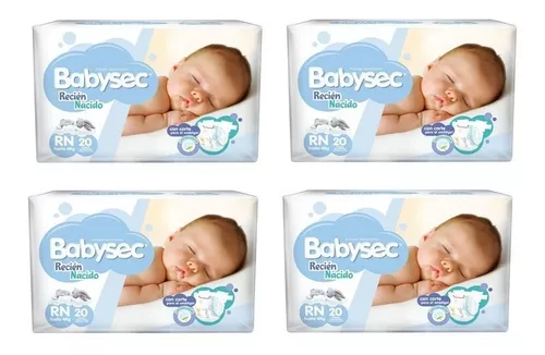 Pack 2 Paquetes de Pañal Bebé Babysec Recién nacido 20 un