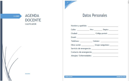 Calificador Docente Y Agenda 2024 - Pdf Para Imprimir 