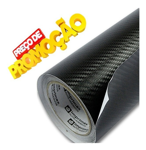 Adesivo Fibra Carbono Envelopamento Preto Fosco / 5m X 50cm