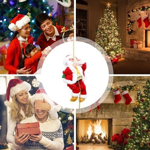 3 Piezas De Escalada De Papá Noel Con Luz Navideña Y Música