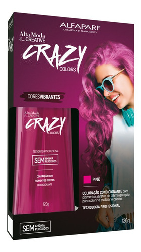 Kit Tintura Alfaparf  Alta moda é creative Crazy colors tom pink para cabelo