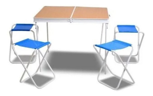 Mesa Plegable Valija Para Camping Solcito Con 4 Bancos