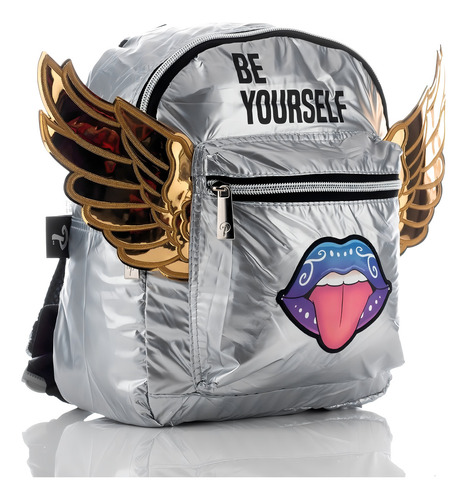Mochila Los Polinesios Be Yourself Color Plateado Diseño de la tela Nylon