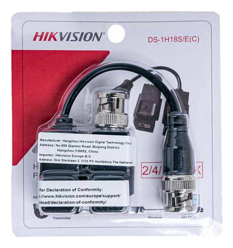 Video Balun Pasivo Hd TVI/CVI/AHD, DS-1H18S/E-E