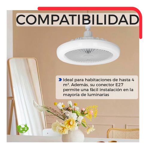 Ventilador De Techo Con Luz Led De 10 Pulgadas Para Aromaterapia Slim Company Conector E27 Ajustable 30w 350 Rpm 5 Aspas 3 Velocidades Con Control Remoto 3 Intensidades Color Blanco