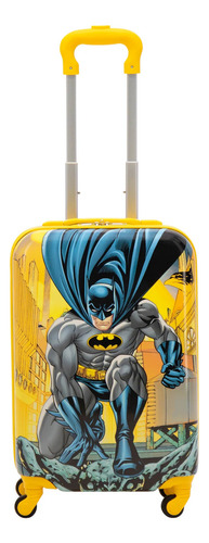 Maleta De Viaje Infantil Rodante Batman Amarillo Dc Comics B