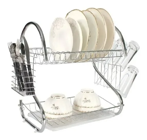 Secador Escurridor De Loza Platos Inoxidable 2 Niveles Xl 