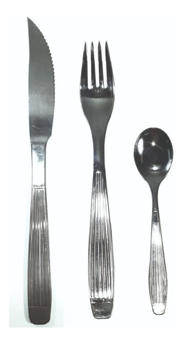 Set X54 Cubiertos Tenedor Cuchillo Cucharita Te Acero Rayado