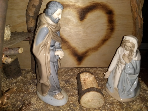 Pesebre Rustico Gde Troncos, Madera P/figuras 30cms Y Pozo (Usado)