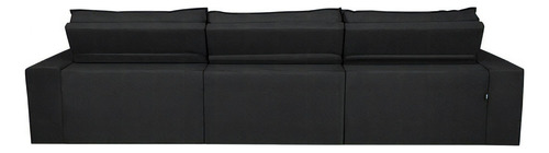 Sofá Cairo 4,12m Retrátil Reclinável Tecido Suede Preto Cama inBox