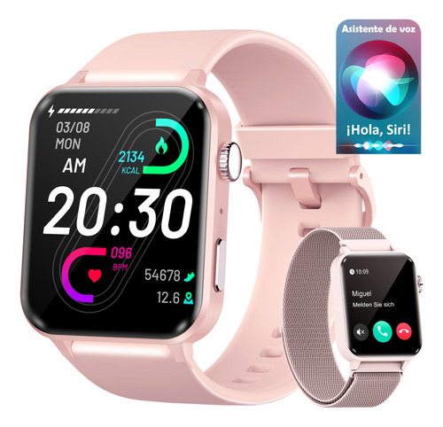 Reloje Smartwatch Inteligente BlackView R30Pro Smart Watch Mujer Hombre Dama Caballero con Asistente Voz Bluetooth Llamada Impermeable Deportivo Asistente Voz 1.85 TFT 2 Correas