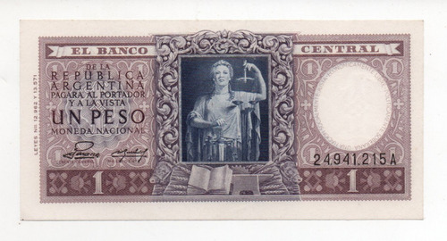 Billete Argentina 1 Peso Moneda Nacional Bottero 1909 Sc