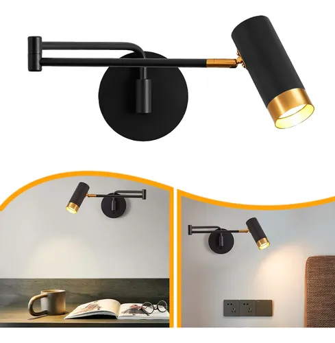 comprar Luminária Cabeceira Cama Quarto Leitura Parede Preta