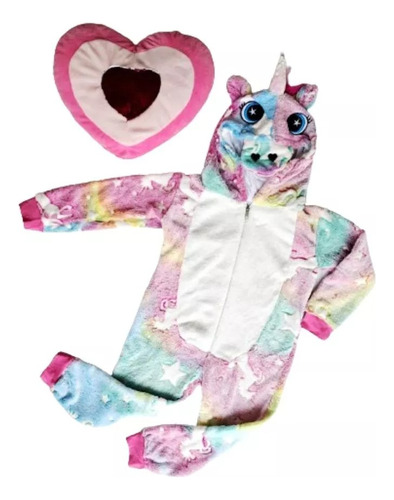 Pijama Enterito Luminoso Unicornio Abrigado Disfraz Infantil