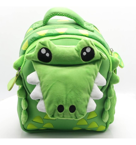 Mochila Infantil Cresko Escolar Funny Land Animalitos Jardin Color Verde Diseño de la tela Cocodrilo