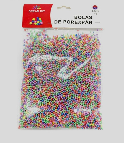 Bolas De Poliestireno Color Multicolor 2-3mm 10g