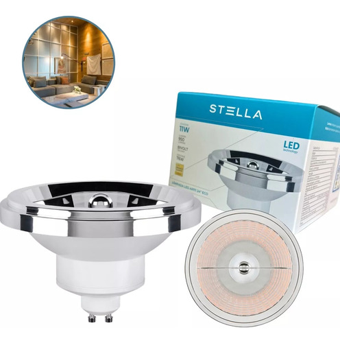 Kit 7x Lâmpada Ar111 Stella 11w Angulo 24º 2700k Stl23444/27