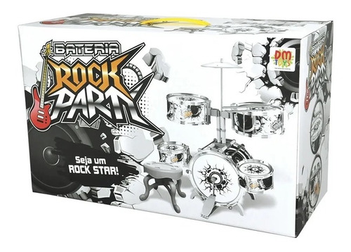 Mini Bateria Musical Infantil Rock Party Prato Com Pedal