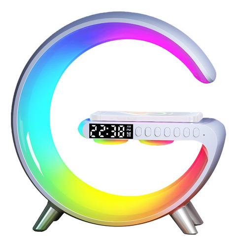 Bocina Lampara Rgb Despertador Cargador Inalámbrico 15w  Qc