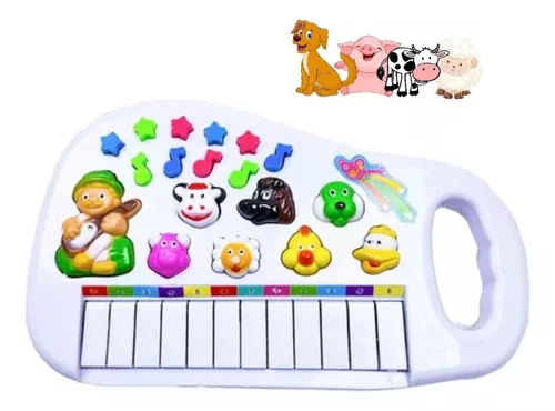 Teclado Piano Infantil Musical Luz Som De Bicho Animais Bebe