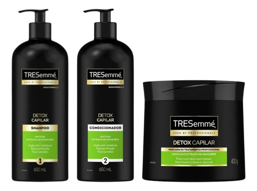 TRESemmé Kit shampoo tresemme detox 650ml+cond 650ml + mascara detox en kit de 400g