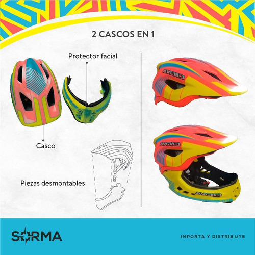 Imagen 5 de 10 de Casco De Bicicletas Niños 2 En 1 Con Luz Trasera