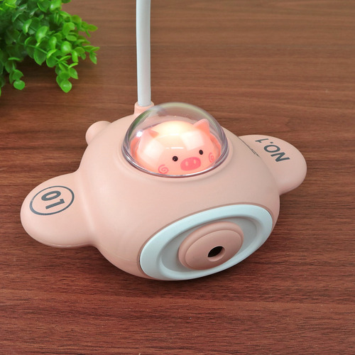 Luminária De Mesa Divertida Nave Espacial Usb Cúpula Rosa Estrutura Rosa 127/220v