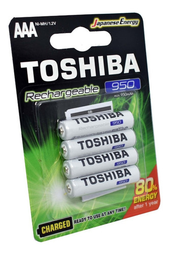 Pilas Recarg. C/4 Aaa Toshiba 950mah Telefono,mouse,control