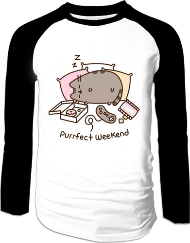 Buzo Gato Pusheen Kawaii Raglan Bca Urbanoz