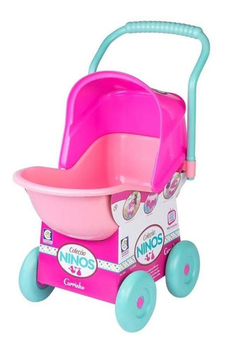 Carrinho De Boneca Ninos Cotiplás Rosa Com Verde Água 2215
