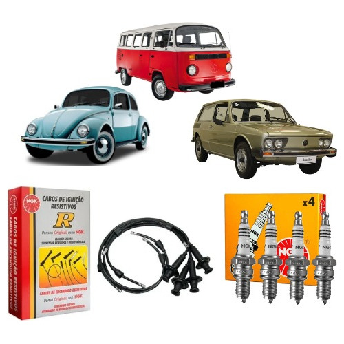 Kit Cabos E Velas Fusca Brasilia 1300 1600 1500 S/ Pino