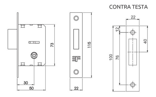 Trava Segurança Tetra Porta Correr 3f 430 Dupla Inox Cromado