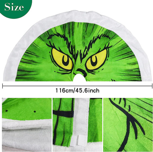 Falda De Árbol De Navidad Grinch De 45.6 Pulgadas For Decor