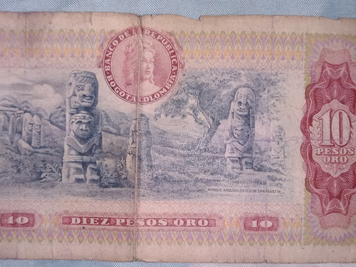 Billete De 10 Pesos Colombianos Oro En Perfecto Estado