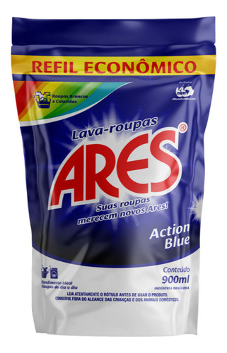 Ares Lava Roupas Líquido Action Blue 900ml Sache