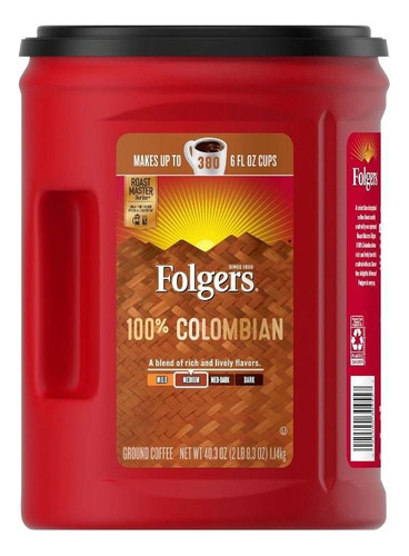 Café Molido Folgers 100%colombian 1.14kg Americano Importado